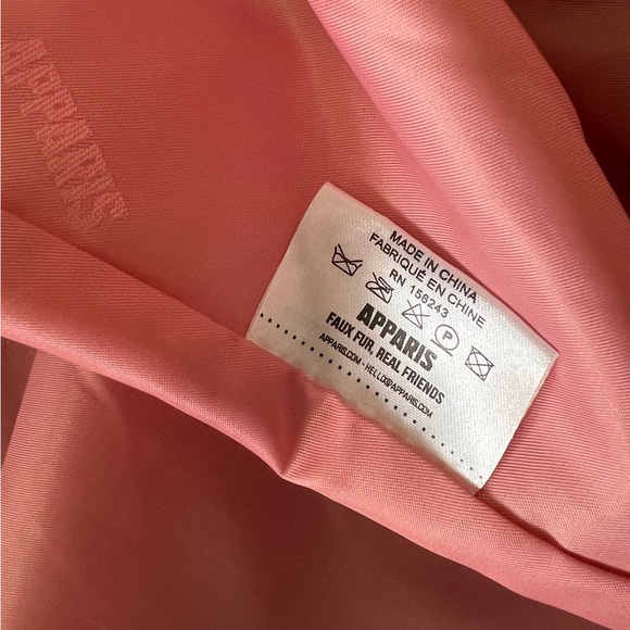 Apparis Navy with contrast pink, beige and gold faux fur jacket. - Picture 6 of 6